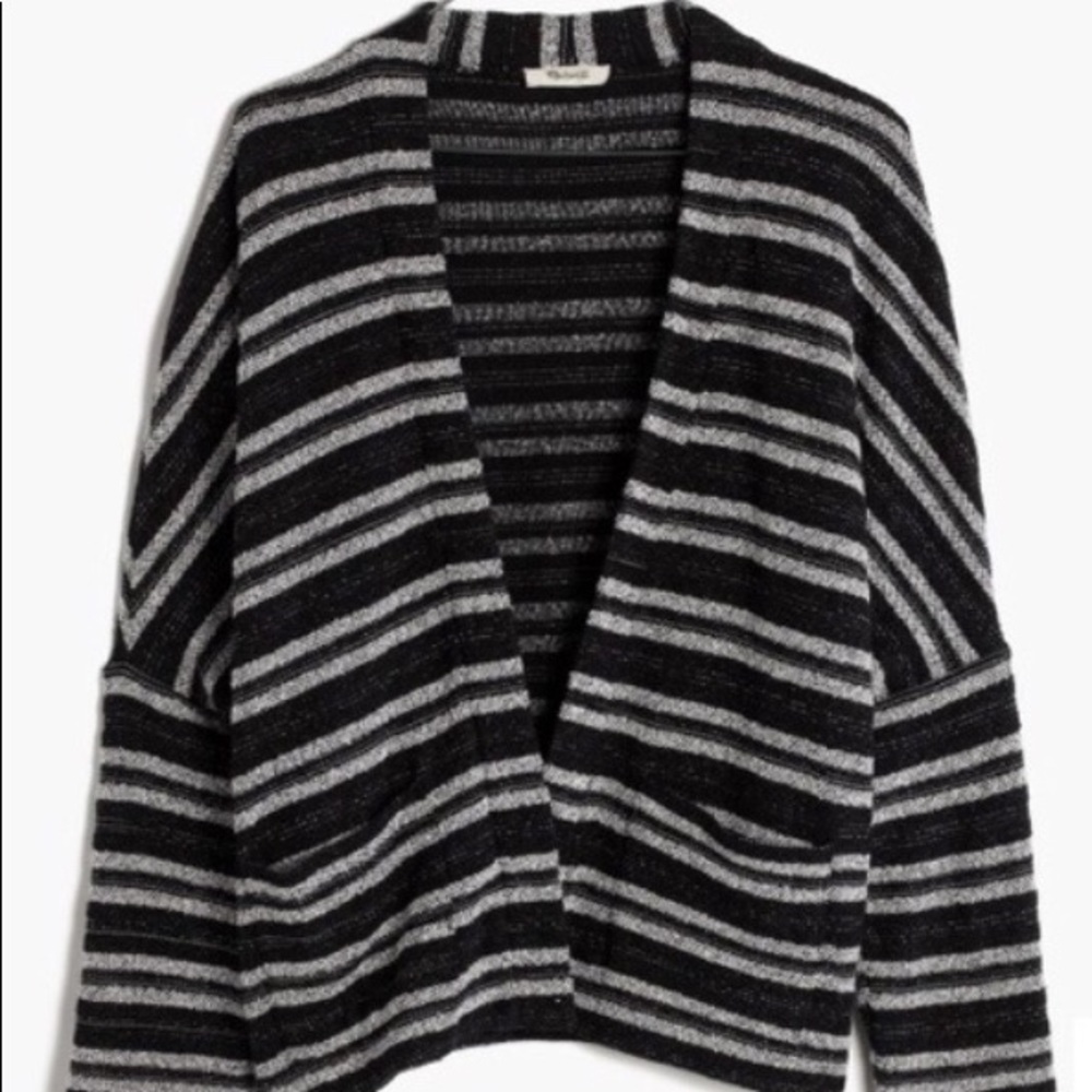 Madewell cropped and oversized striped cardigan.
